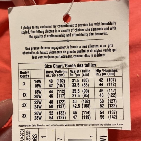 Delta Burke Collection Salmon Mid Sleeve Women’s V Neck Top (Size 1X 18W - 20W) - Picture 7 of 8